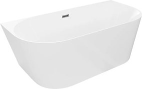 Mexen Oval Slim, voľne stojaca vaňa ku stene 170 x 80 cm, biela lesklá, grafitová prepad, 52661708000-66