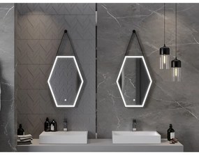 Mexen Orla, LED kúpeľňové zrkadlo s podsvietením a čiernym rámom 50x70 cm, 6000K, ochrana proti zahmlievaniu, 9815-050-070-611-70