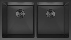 Mexen Binox, 2-komorový nerezový drez 800 x 450 mm, čierna, 6421802000-70