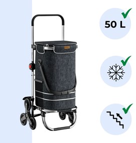 Jurhan Nákupná taška na kolieskach do schodov COMFORT, 50l,  čierna