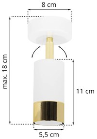 Bodové svietidlo Hugo, 1x biele/zlaté kovové tienidlo, (možnosť polohovania)