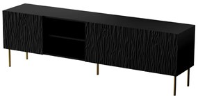 Tv stolík/skrinka Lameller, Farby: čierna + čierna + zlatá