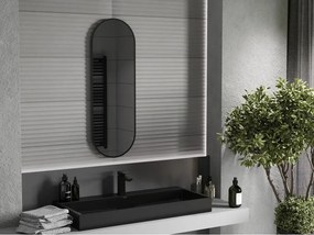 Mexen Loft oválne zrkadlo do kúpeľne 100 x 35 cm, čierny rám - 9851-100-035-000-70