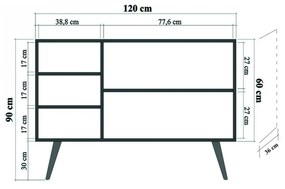 Komoda Kikos 120 cm dub sonoma/viacfarebná