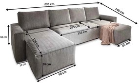 Tmavomodrá sedacia súprava do U SMART COSARO 295x140 cm