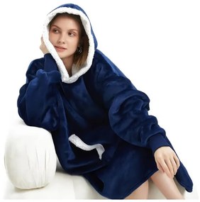 VERK Deka s rukávmi a kapucňou Huggle Hoodie - blue