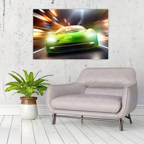Obraz - Zelené závodné auto (90x60 cm)