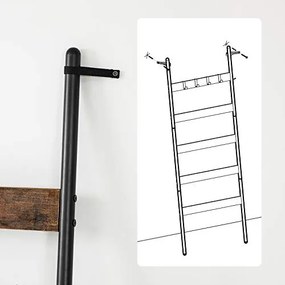 Rebríkový vešiak, 5 úrovní, 4 háčiky, 176x60cm