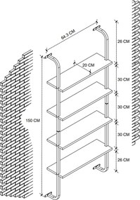 Nástenná knižnica MARLE 4, borovica/čierna