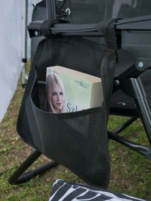 GARDEN LINE Záhradné skladacie ležadlo s podložkou, vreckom a opierkou hlavy LEZ5934 čierne