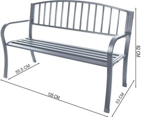 Záhradná hliníková lavička s operadlom 125 x 53 x 82 cm čierna