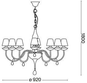 Ideal Lux - Luster na reťazi BLANCHE 8xE14/40W/230V pr. 92 cm čierna