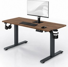 Elektrický stôl s reguláciou výšky ergonomický antracitový/orech,1400x700 mm: ARIA