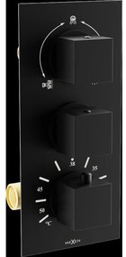 Mexen Cube termostatická vaňovo-sprchová batéria s 3 vývodmi, čierna - 77503-70