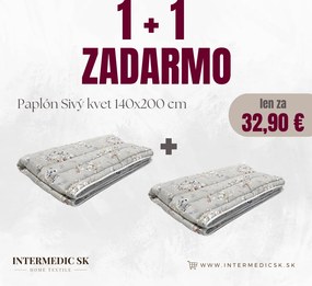 Paplón Sivé kvety 140x200 cm – akcia 1+1 zadarmo