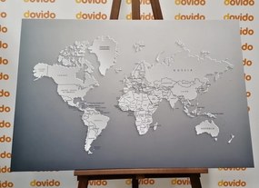Obraz čiernobiela mapa sveta v originálnom prevedení - 120x80