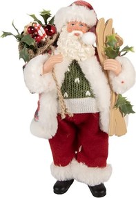 Vianočné dekorácie Santa vo svetri s lyžami - 16*13*27 cm