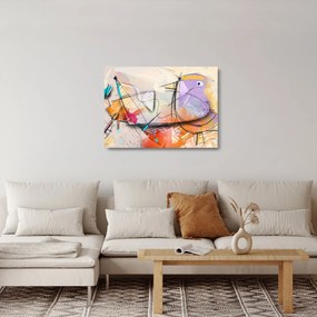 Sklenený obraz - Abstrakcia, vtáčik (70x50 cm)