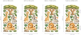 Safari zvířátka pod akácií arch 50 x 100 cm
