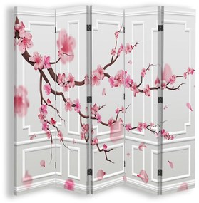 Ozdobný paraván Kvetoucí třešeň Japonsko - 180x170 cm, päťdielny, obojstranný paraván 360°