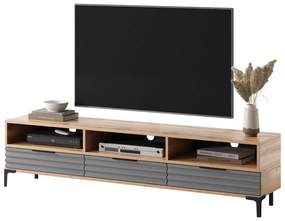 TV skrinka/stolík Ricko 3D  (dub prírodný + sivá). Vlastná spoľahlivá doprava až k Vám domov. 1098751