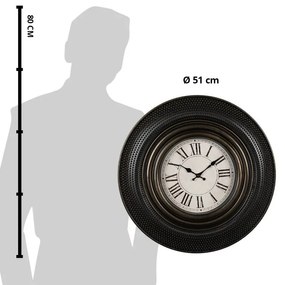 Čiernohnedé antik nástenné hodiny s rímskymi číslicami - Ø 51*5 cm / 1*AA