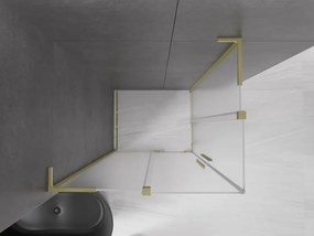 Mexen Velar L Duo, sprchový kút s posuvnými dverami 90 x 80 cm, 8mm sklo námraza, zlatá matná, 871-090-080-02-33-55