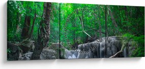 Obraz - Vodopád Erawan, Kanchanaburi, Thajsko (s hodinami) (90x30 cm)