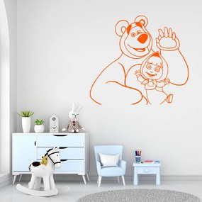 Veselá Stena Samolepka Máša a medveď Farba: oranžová, Veľkosť: 60 x 54 cm