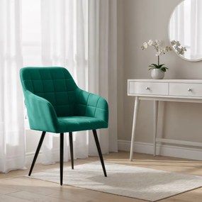 Sada šiestich jedálenských stoličiek LUXANO zamatové, fľaškovo zelené / čierne nohy (6 ks)