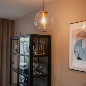 Art Deco závesné svietidlo medené s priehľadným sklom 30 cm - Ball 30
