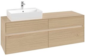 VILLEROY &amp; BOCH Collaro závesná skrinka pod umývadlo na dosku (umývadlo vľavo), 4 zásuvky, s LED osvetlením, 1600 x 500 x 548 mm, Nordic Oak, C135B0VJ