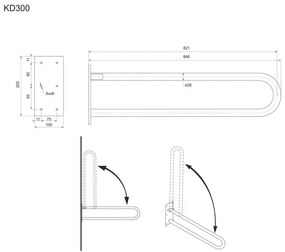 Mereo Mereo, Madlo sklopné, biele, 83 cm, MER-KD300