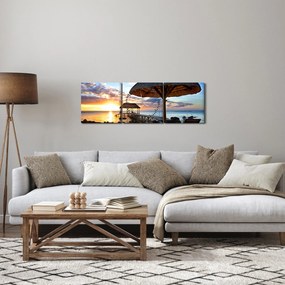 Obraz - Západ slnka na Mauríciu (s hodinami) (90x30 cm)