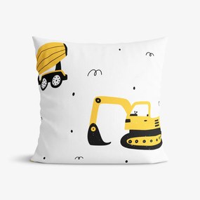 Goldea detská bavlnená obliečka na vankúš - bagre a stavebné autá 50 x 50 cm