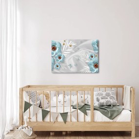 Obraz - 3D modré kvety (70x50 cm)