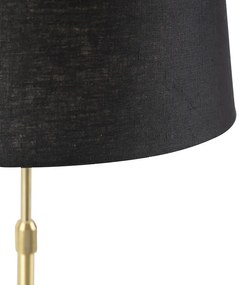 Stolná lampa zlatá/mosadzná s čiernym ľanovým tienidlom 35 cm - Parte