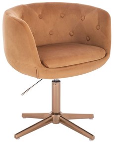 LuxuryForm DESIGN Kreslo MONTANA VELUR na zlatom kríži - hnedé