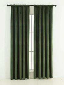 Zamatové zatemňovacie závesy Cesar tmavo zelené - 140 x 280 cm (2ks) - riasiaca stuha