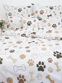 Bavlnené obliečky Renforcé – Psie labky biele