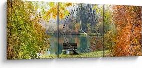 Obraz rybníka (s hodinami) (90x30 cm)