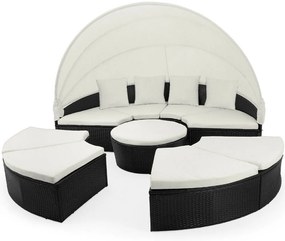 Jurhan & Co.KG Germany Polyratanový slnečný ostrov PARIS Ø 230 cm s 9 podložkami na sedenie a 4 vankúšmi