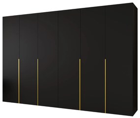 Šatníková skriňa 300 cm Alice 1 (čierna + zlatá). Akcia -20%. Vlastná spoľahlivá doprava až k Vám domov. 1126142