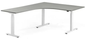 Nastaviteľný stôl MODULUS, rohový, 1600x2000 mm, biela, svetlošedá