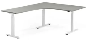 Nastaviteľný stôl MODULUS, rohový, 1600x2000 mm, biela, svetlošedá
