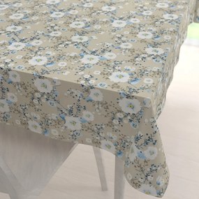 Biante Bavlnený obdĺžnikový obrus Sandra SA-552 Modré popínavé kvety na béžovom 100x140 cm
