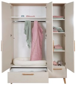 Krémová/v prírodnej farbe detská šatníková skriňa v dekore duba 138x200x55 cm Jil – Roba