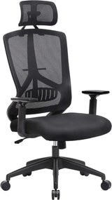 Kancelárska stolička, ergonomická, 120-133x70cm, čierna