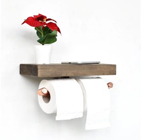 Asir Držiak toaletného papiera s policou BORU 12x30 cm smrek/medená AS1172