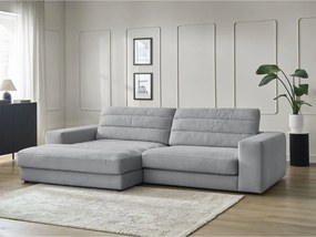 Svetlosivá zamatová rohová pohovka (ľavý roh/s leňoškou) Sierra – Bobochic Paris